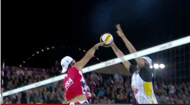 Phil Dalhausser set up a perfect ball for Todd Rogers to send over the net.