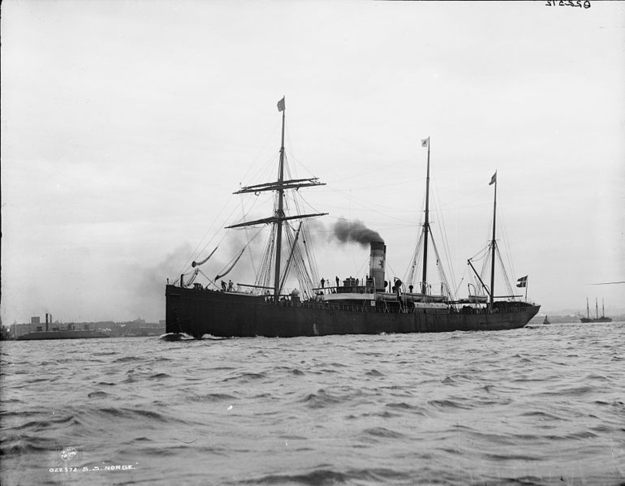 The SS Norge ran aground on a small island far northwest of Scotland in 1904. Of the 795 passengers and crew only 160 survived, including one prominent Norwegian poet, according to Wikipedia.