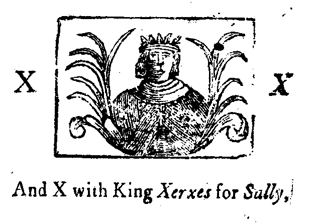 Figuring the kiddies would either hear about him in history class or at Sunday school, another solution was "King Xerxes." For those of you who aren't in the know, Xerxes I of Persia ruled the Achaemenid Empire from 486 to 465 BC. He's also the king associated with the biblical story of Esther. This image is from an 1805 edition of Nurse Truelove's Christmas Box.