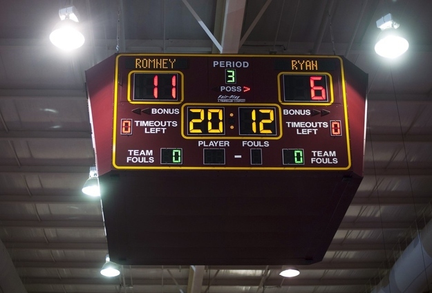 The Walsh University scoreboard where Ryan was campaigning.