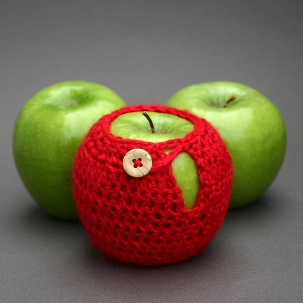 Pack your lunchtime apple in a sweater to prevent bruising. Adorably protective, or totally useless?