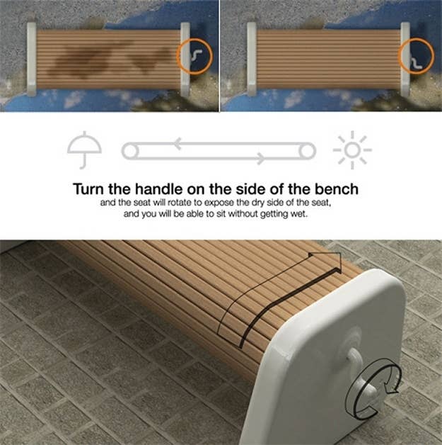 Bench is wet? No problem, just turn the crank to get to the dry side. Useful, or totally pointless?