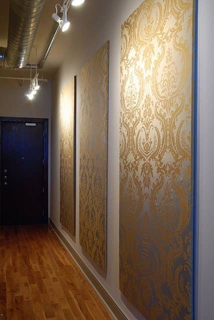 Here's a similar idea but with damask wallpaper.