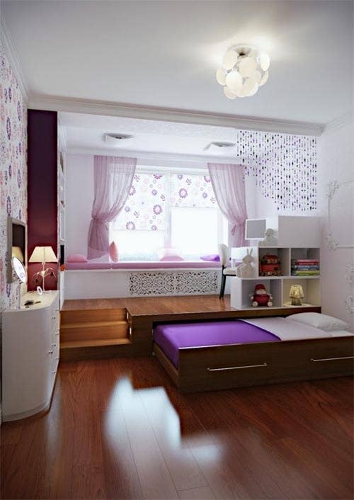 This requires some serious remodeling, but it's a pretty sweet alternative to a loft bed or murphy bed.