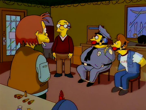 This episode of The Simpsons also featured a take off of the "royal with cheese" scene at Krusty Burger.