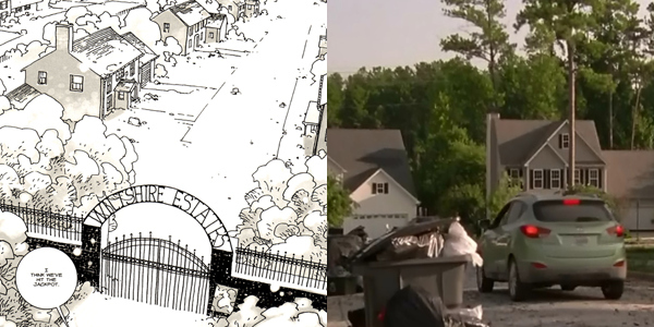 Ever wonder why the TV versions of Rick's survivors never made a detour to the doomed Wiltshire Estates? While it was never flat-out stated by the characters, Wiltshire did, in fact, make an appearance as the gloomy suburbs in the season two episode "Secrets," which saw a handful of survivors practice their sharpshooting skills on the community's long-dead walkers.