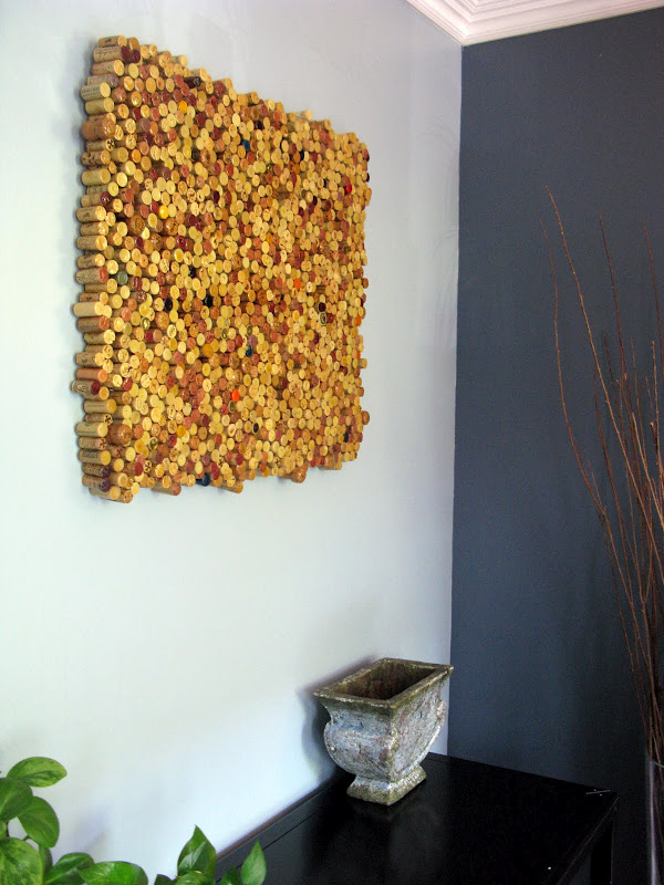 Turn leftover wine corks into wall art.