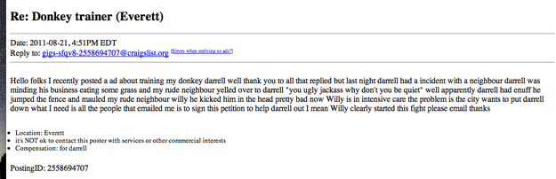 Classic Darrell. Being a donkey and such.