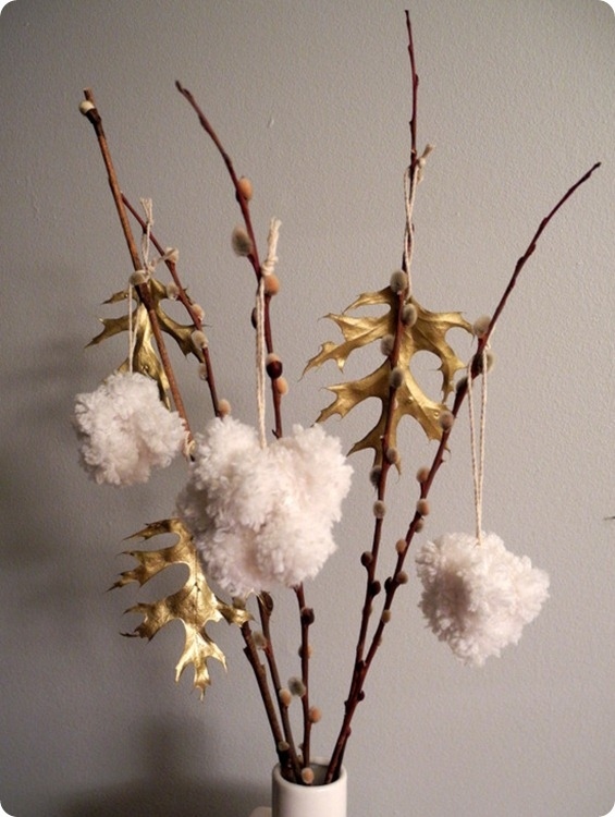 These could also pass as faux cotton when hung from dried branches. Directions are here.