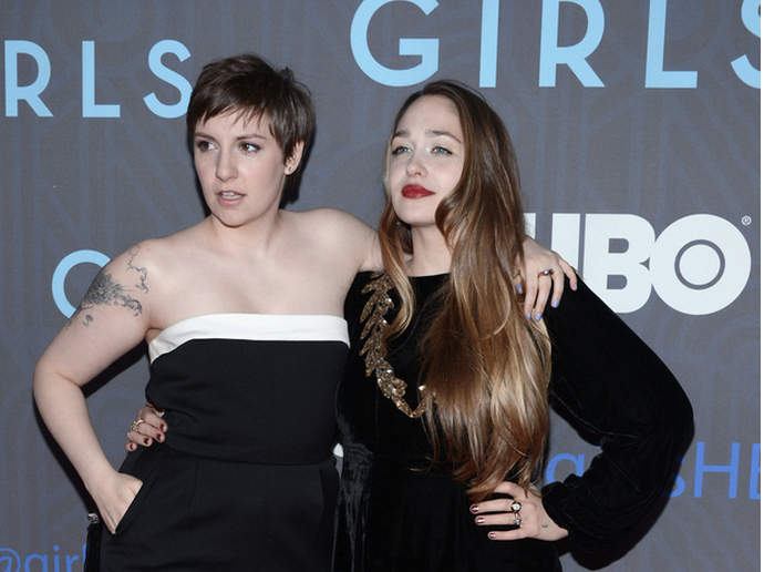Lena Dunham and Jemima Kirke at the Girls Season 2 premiere.