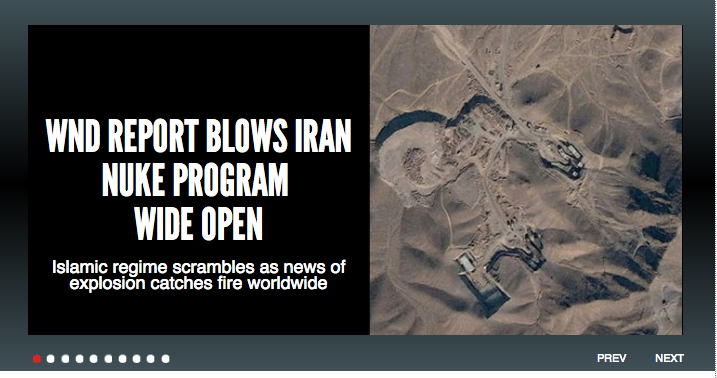 A screenshot of conservative website WorldNetDaily.