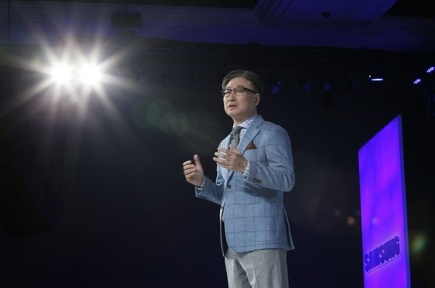 Boo-Keun Yoon, president for Samsung Electronics speaks at the company's news conference at the Consumer Electronics Show (CES) in Las Vegas January 7, 2013.