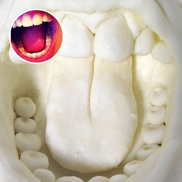 Ironically, actually eating this sculpture would probably cause a few of those real teeth to fall out.