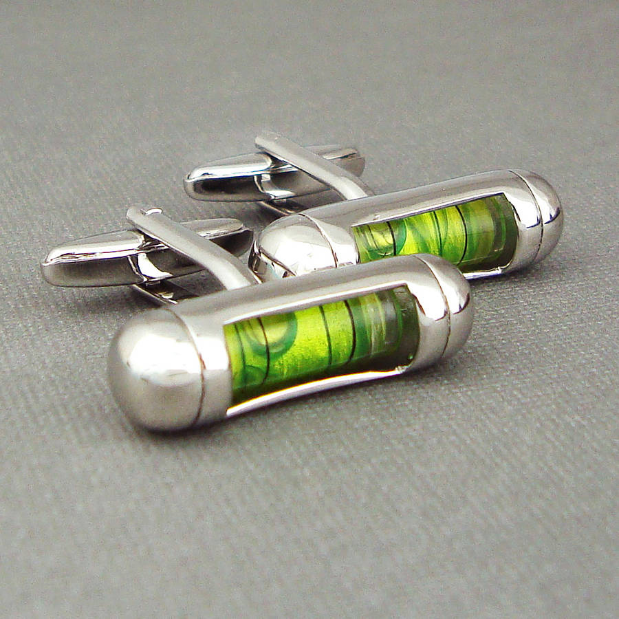 These spirit level cufflinks may inspire you to take up carpentry. On the other hand, you may just end up checking that the top of your PC monitor is level, or that all of your HB pencils are straight when you get a bit bored.