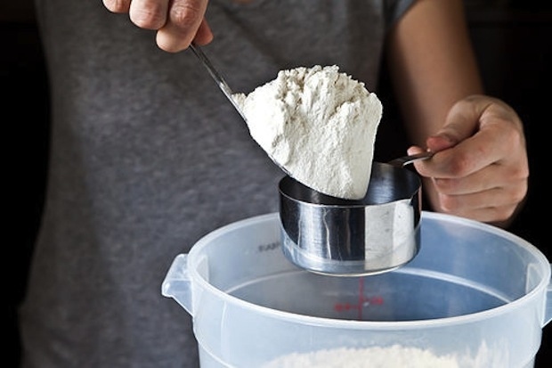 And this is important: before you measure, stir the flour to fluff it up, then scoop.