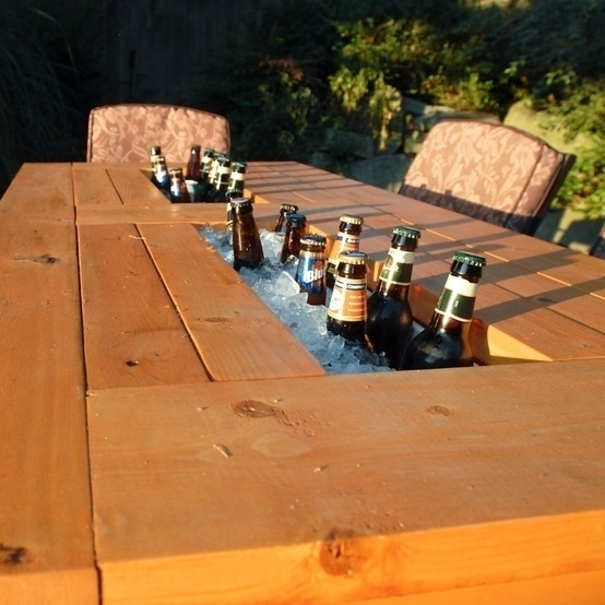 Add a beer cooler to your patio table.