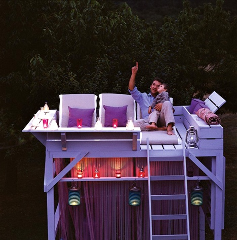 Turn an old bunk bed into a stargazing loft retreat.