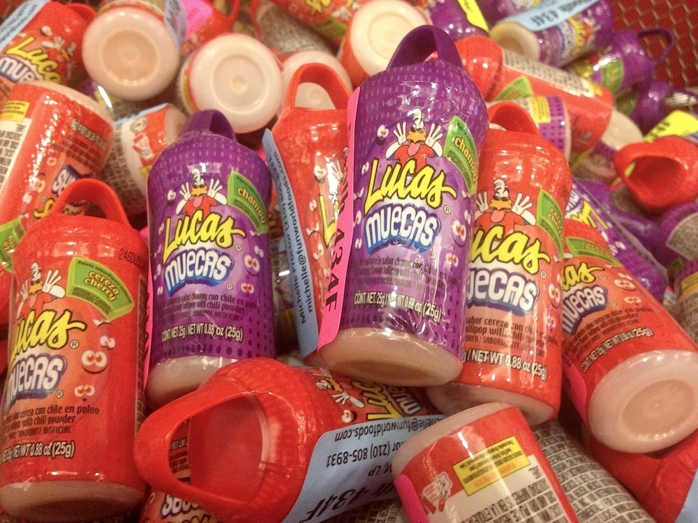 It was described to me as "spicy and sour," and after sampling the cherry flavor and nearly inhaling my cheeks, I would agree. It also comes in mango, cucumber, and chamoy flavors.