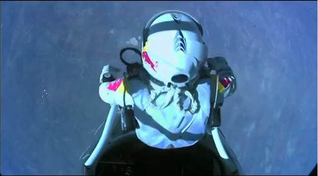 In October of 2012, Felix set a skydiving world record by jumping from 24 miles in the air. He was the first person to break the sound barrier without vehicular power. Someone told him the sky's the limit and he was like - shut up, idiot.