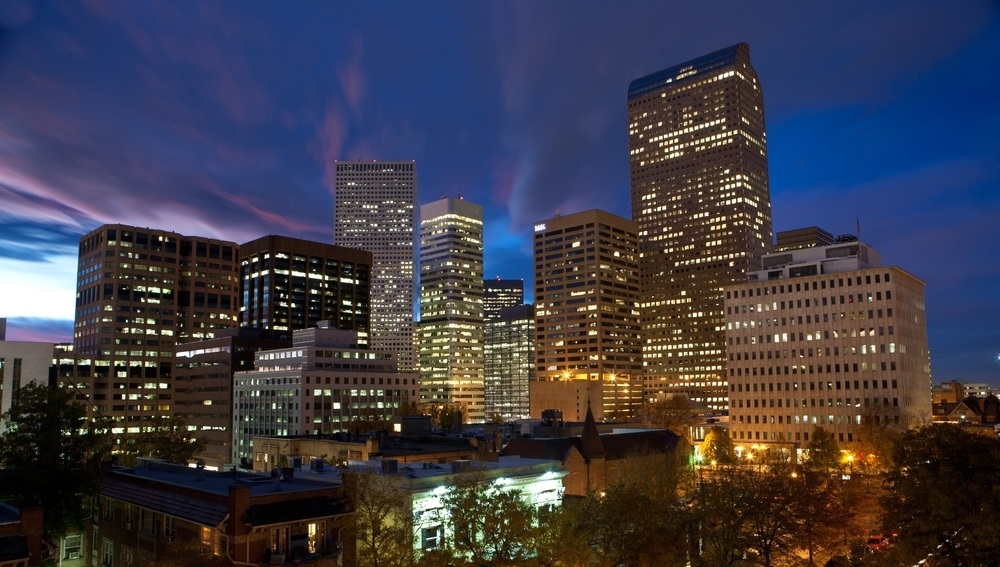 Autumn Sunset Over Downtown Denver Skyline