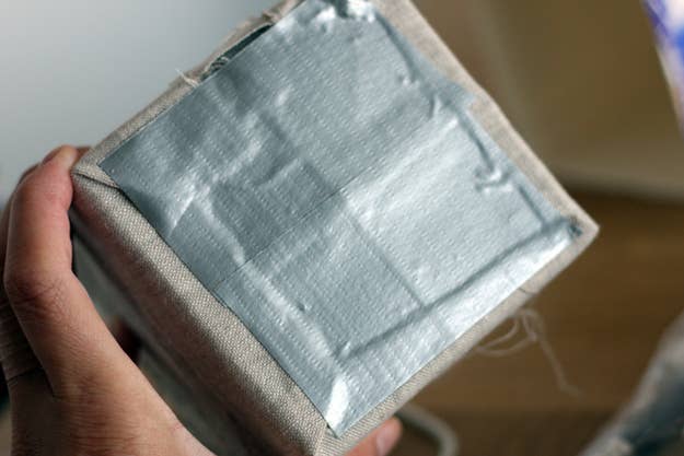 Pull the strings of the edges of the material. This will create texture and a more weathered effect.