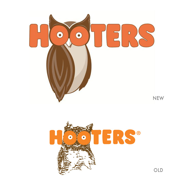 New and old Hooters logo.