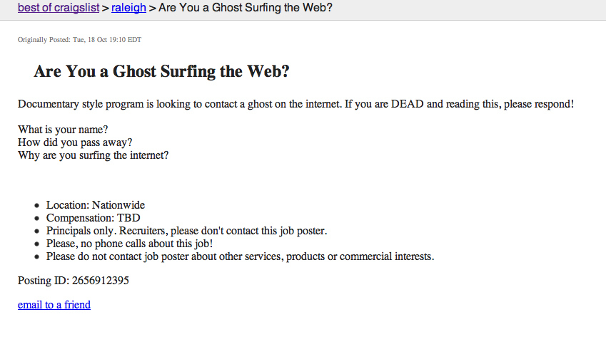 Because, obviously, ghosts care about being on TV.