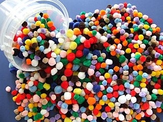 Also buttons, feathers, sequins, and pretty well anything else you can stick on construction paper or cardboard.