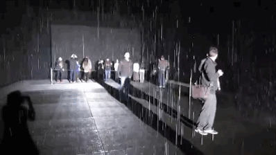 This summer at New York's MOMA, visitors can walk around a rain room. Sensors track your movement and prevent you from getting soaked.