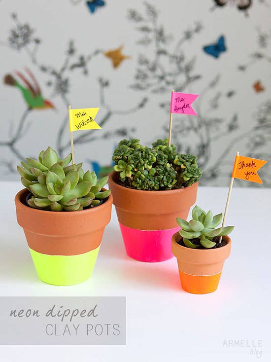 Dorm rooms can feel unbearably sterile, so bring in some life with a few plants. Learn how to make these cute planters here.