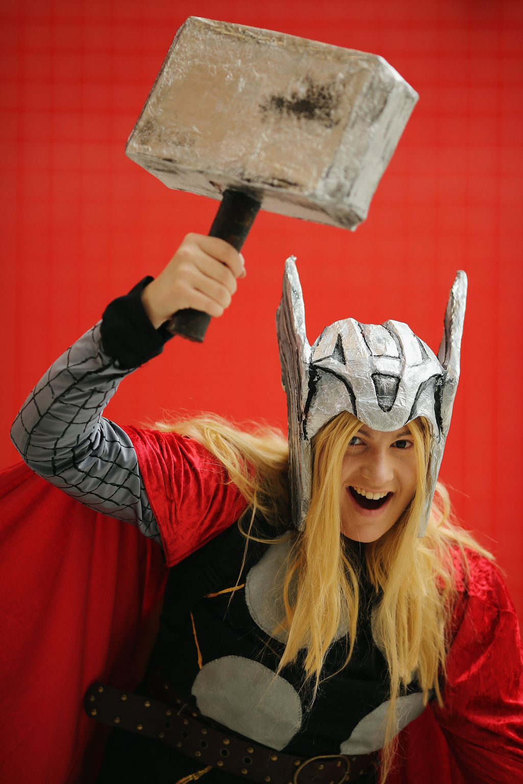 You can make Thor's hammer easily with a broomstick, foam and some acrylic paint. Get the full tutorial here.