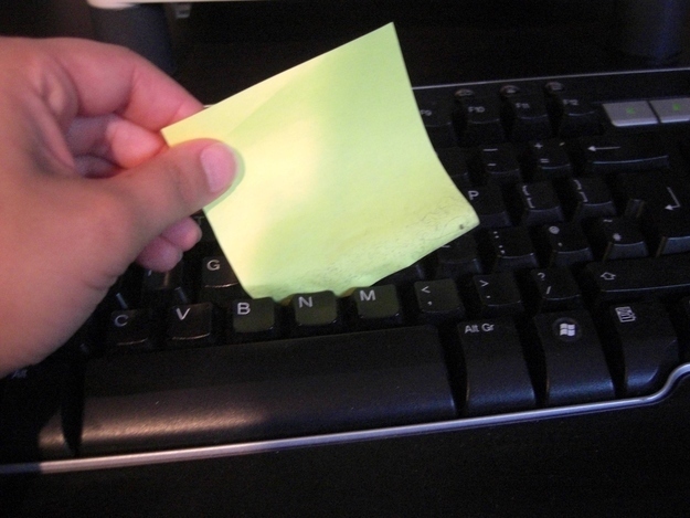 Post-it notes will keep Cheeto-dust buildup on a grimy keyboard at bay.