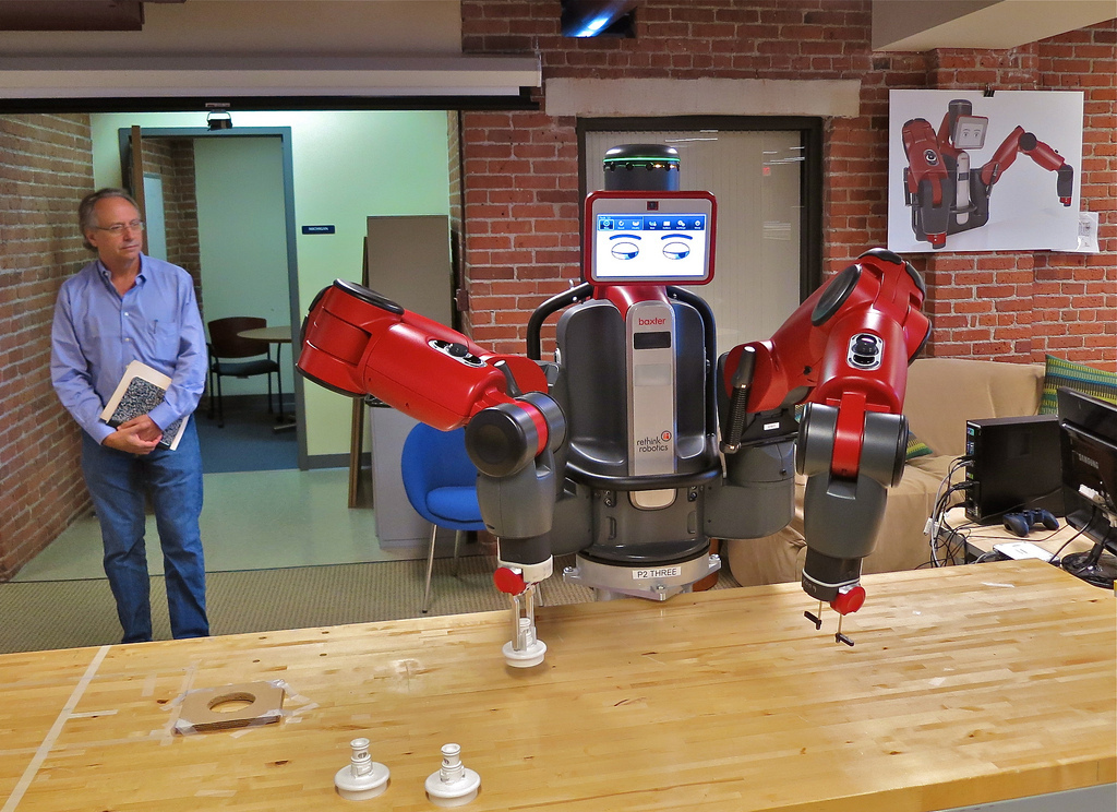 A robot named Baxter can safely and intelligently perform menial tasks. Baxter is an interesting alternative solution to outsourcing goods. Baxter and his robot army will probably have you out of a job in twenty years, though. Learn more about the robot revolution, here.