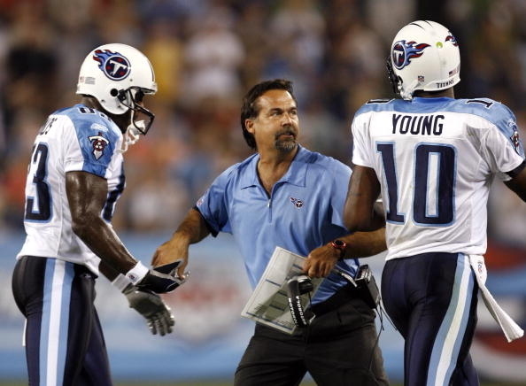 As the starter for the 2010 season, Young led the Titans to a 4–5 record, but suffered a torn flexor tendon in his right thumb in Week 11. As he left the field, Young tossed his shoulder pads into the crowd, which later escalated into a locker room altercation with coach Fisher before Young stormed out. Following this dispute, he was once again moved down to being the backup quarterback and a few months later Titans owner Bud Adams stated that Young would no longer be on the team's roster for the upcoming season.