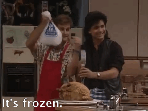 "Full House" reminds its audience that the three cute kids are being raised by three different kinds of comic relief because their mom just died. Also, the turkey gets charred but it's ok because they still have each other (and side dishes).