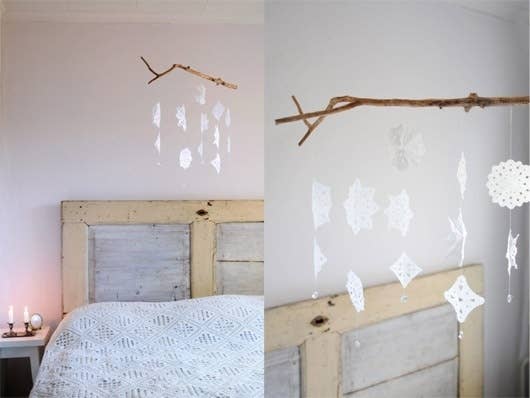 Hang on a branch to make a winter mobile.