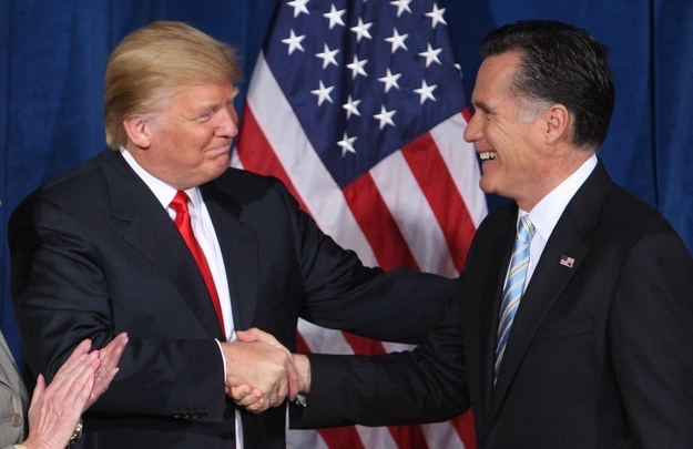 Romney, accepting the endorsement of Trump on Feb. 2 in Las Vegas.