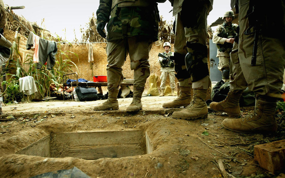 The former President of Iraq was famously discovered disheveled, hiding in a small hole near Al_dawr alongside two AK-47s and $750,000 worth of $100 bills. He was hanged in 2006 after being found guilty of numerous crimes against humanity.