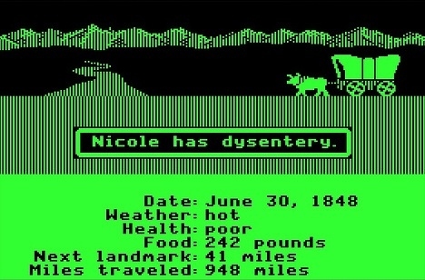 The game that introduced a brand new generation to the dangers of dysentery was nigh impossible to beat. Try to ford the river? Dead. Increase the pace of travel? You break a leg. Dead. Travel during the hot, sweltery summer months? Dysentery. Dead. You get the point.