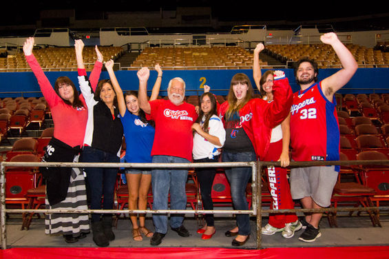 Jack Esensten and his family started coming to the games in 1984 when the Clippers moved to LA from San Diego. He was one of the original season ticket holders, proud to take up 8 seats in section 2 at the Sports Arena. The family has passed down this love for Clippers basketball through the generations and now Jack enjoys games with his 4 grandkids. Inside The LA Memorial Sports Arena, Jack and his family reminisce of their old seats in section 2. Pictured from left to right: Teri, Deena, Morgan, Jack, Cami, Stella, Randi, and Matthew.