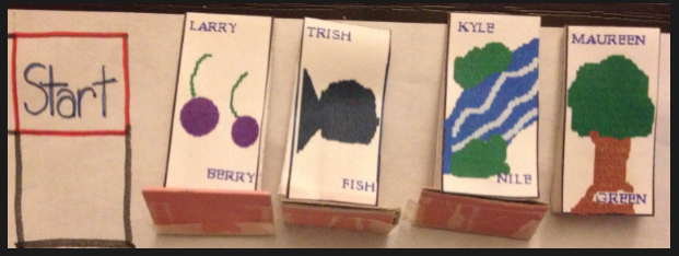 The game pieces - oh so meticulously crafted with Paint.
