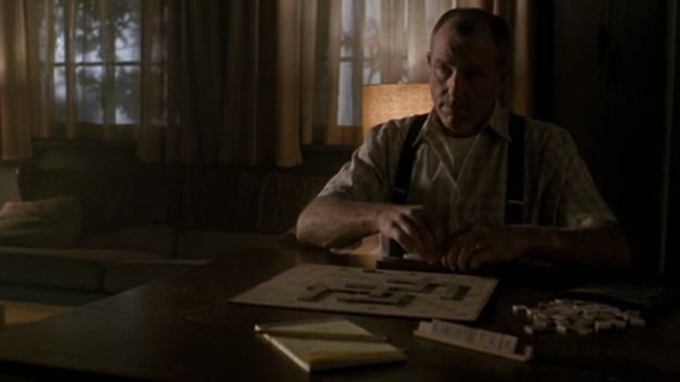 This typically spooky late episode of the X-Files proved once and for all that cheating at Scrabble always means trouble. Moments after this man took a peek at his wive's board, an other-worldly creature entered the home and attacked the couple.