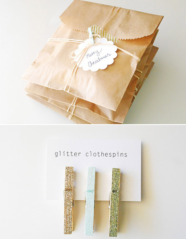 For extra cuteness, use tiny clothespins. Get the instructions here.