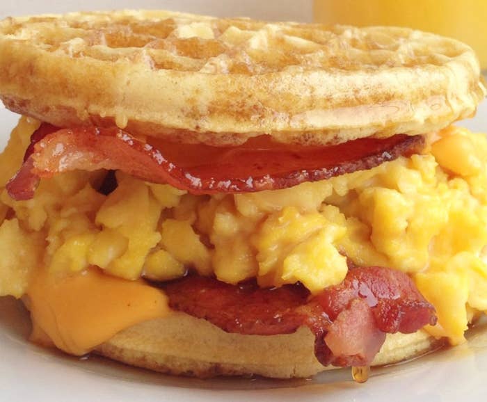 Bacon and Egg Sandwich using waffle Iron. : r/foodhacks