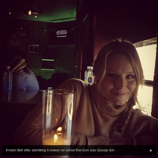 There is no sound byte or interview of Kristen Bell saying this but the following photo and caption showed up on IndieWire writer Peter Knegt's