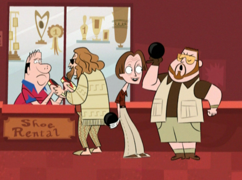 After Mac gets kicked off the bowling team, he walks past the shoe rental where there are three men who bare a striking resemblance to the characters from "The Big Lebowski."