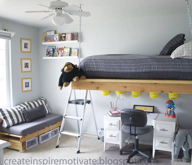 16 Totally Feasible Loft Beds For, Bunk Bed Suspended From Ceiling
