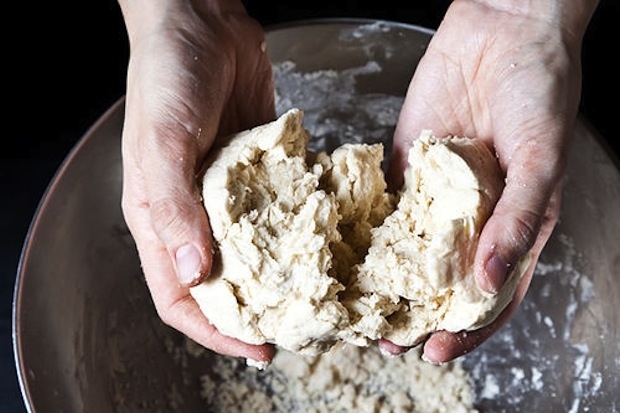 It should hold together in a ball without crumbling to bits.