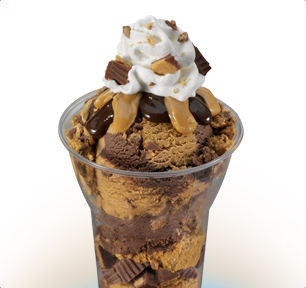 1360 caloriesAt the Dunkin Donuts attached to this Baskin Robbins, you now have to add your own sugar and "flavor swirls" if you want a Medium or Large coffee or iced coffee, but you will have no trouble ordering this behemoth. (I also couldn't find a real picture of this one. It seems to exists only in myths.)
