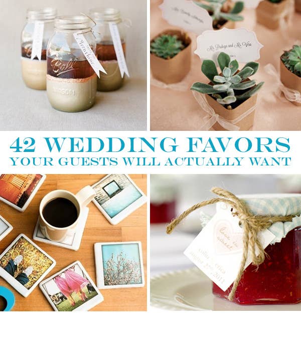 No one should feel pinges of guilt at your wedding when they decide to throw out your useless wedding favor. So make it something indispensable